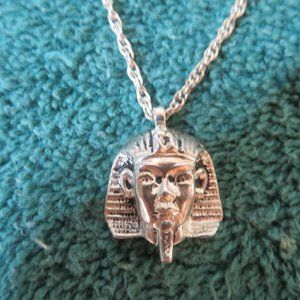 925 Silver King Tut Pendant and Rope Chain